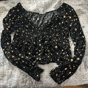 Pacsun crop top floral blouse